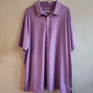 Michel Rouen Polo Shirt Mens 3XL Striped Performance Golf Stretch Deer Embroider